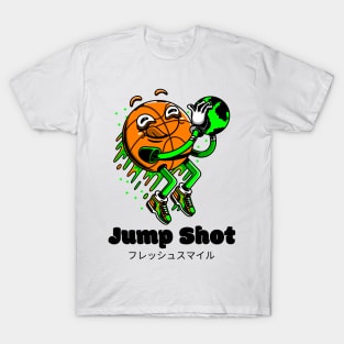 Jump Shot Basket Ball Funny Cartoon Characters T-Shirt